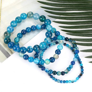 Striped Agates Beads Bracelet Natural Stone Jewelry Men Women 6 8mm