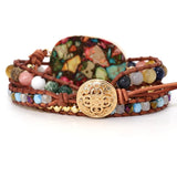 Boho 3-Strand Rhinestone Leather Bracelet for Women Men