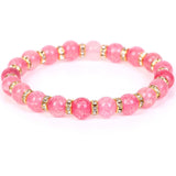 Cracked Agate Stone Bracelet with Rhinestone Rondelles - Elastic Rope