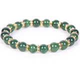 Cracked Agate Stone Bracelet with Rhinestone Rondelles - Elastic Rope