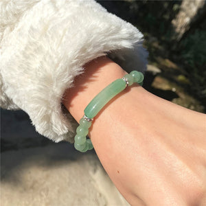 Aventurine Reiki Healing Stone Bracelet with Bar Charms