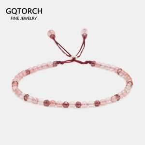 Natural Stone Bracelet For Women 3mm Small Beads Adjustable Rope DIY Jewelry