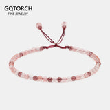 Natural Stone Bracelet For Women 3mm Small Beads Adjustable Rope DIY Jewelry