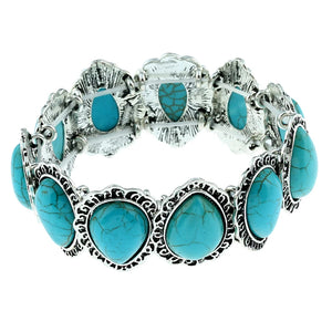 Heart Elastic Bracelet Tibetan Silver Ethnic Vintage Stretch Boho Jewelry