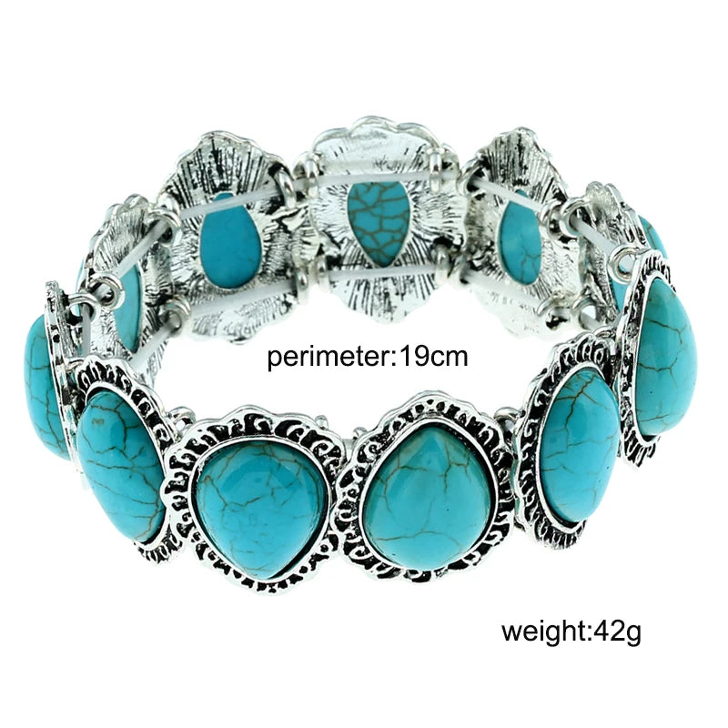 Heart Elastic Bracelet Tibetan Silver Ethnic Vintage Stretch Boho Jewelry