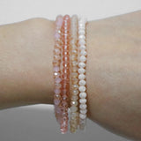 Rose Pink Quartzs Aventurine Crystal Heart Pendant Bracelet Set
