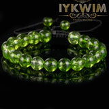 Green Peridot Beads Bracelet Adjustable Braided Rope Bangle Jewelry