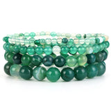 Green Striped Agates Natural Stone Bracelet 6-8mm