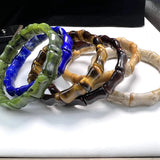 Natural Stone Bamboo Shape Bracelet Elastic Cord Quartz Lapis Amethyst Bangles