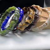 Natural Stone Bamboo Shape Bracelet Elastic Cord Quartz Lapis Amethyst Bangles