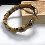 Natural Stone Bamboo Shape Bracelet Elastic Cord Quartz Lapis Amethyst Bangles