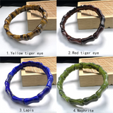 Natural Stone Bamboo Shape Bracelet Elastic Cord Quartz Lapis Amethyst Bangles