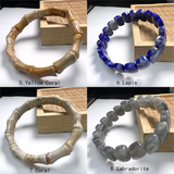 Natural Stone Bamboo Shape Bracelet Elastic Cord Quartz Lapis Amethyst Bangles