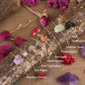 Natural Stone Bracelet Irregular Fluorite Amethyst Citrine Reiki Healing