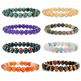 Natural Stone Bracelet Men 8MM Beads Chakra Healing Yoga Buddha Jewelry