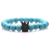 Natural Stone Bracelet! CZ Zirconia Crown Charm Bracelet Men Tiger Eye Stone