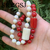Orange Red Coral Beads Bracelet Health Protection Men Women 7-8inch