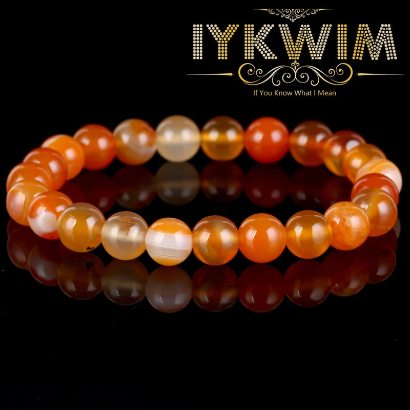 Orange Agates Beads Bracelet Men Women Magnetic Health Protection