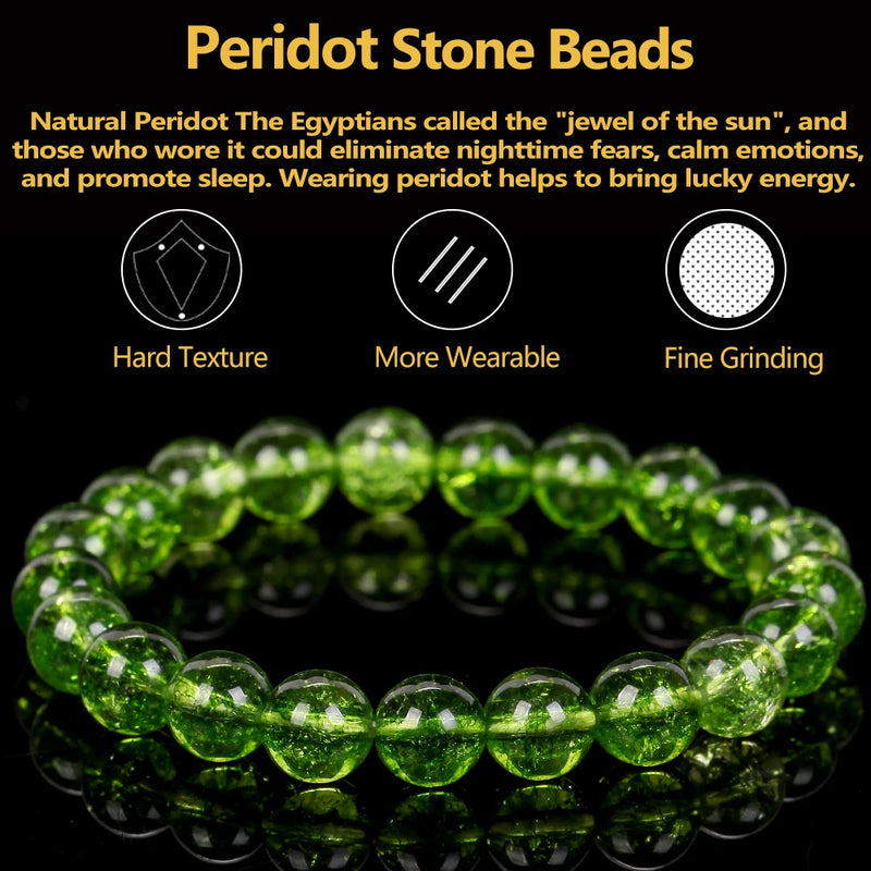 Peridot Beads Natural Stone Bracelet Magnetic Health Protection Men Women