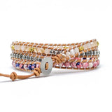 Pink Crystal Braided Stone Bracelet Gift Women's Bohemian Beads