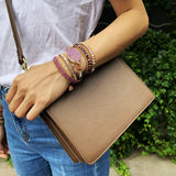 Purple Stone Leather Bracelet Rough Sea Sediment Wrap Bracelet