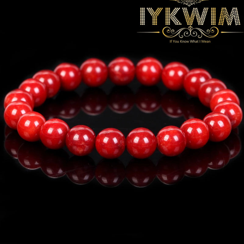 Natural Stone Bracelet Red Coral Jades Beads Jewelry Men Women Magnetic Health