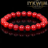 Natural Stone Bracelet Red Coral Jades Beads Jewelry Men Women Magnetic Health