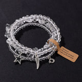 Bohemia Star Wing Moon Charms Bracelet Set Healing Crystal Lapis Lazuli Bangles