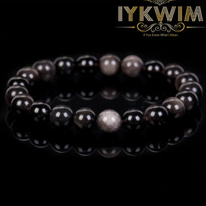 Silver Obsidian Beads Bracelet - Magnetic Health Protection