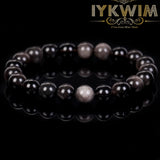 Silver Obsidian Beads Bracelet - Magnetic Health Protection