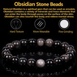 Silver Obsidian Beads Bracelet - Magnetic Health Protection