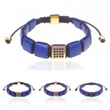 Square Lapis Lazuli Turquoises Beads Macrame Bracelet