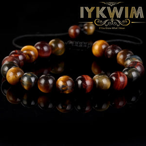 Tricolor Tiger Eye Stone Bracelet Adjustable Braided Rope Bangle Jewelry Gift