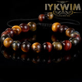 Tricolor Tiger Eye Stone Bracelet Adjustable Braided Rope Bangle Jewelry Gift