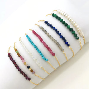 Natural Stone Bracelet with 14K Filled Chains