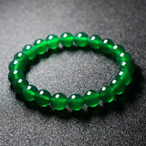 Green Agates Round Beads Bracelet for Women 6-12mm