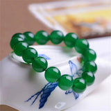Green Agates Round Beads Bracelet for Women 6-12mm