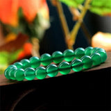 Green Agates Round Beads Bracelet for Women 6-12mm