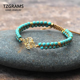 Turquoise Beaded Yoga Natural Stone Bracelet Double Layers