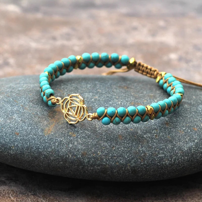 Turquoise Beaded Yoga Natural Stone Bracelet Double Layers