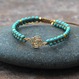 Turquoise Beaded Yoga Natural Stone Bracelet Double Layers