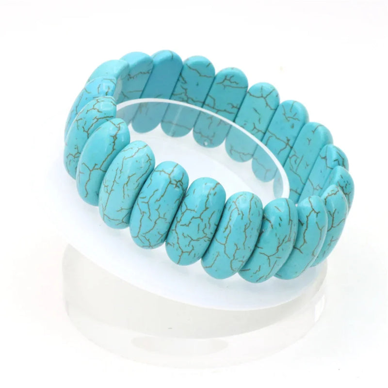 Turquoise Stone Bracelet for Women - Beaded Yoga National Style Jewelry