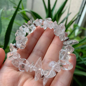 Clear Quartz Chip Bracelet Natural Stone Raw Crystal Healing Jewelry