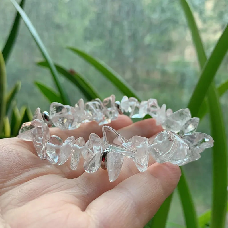 Clear Quartz Chip Bracelet Natural Stone Raw Crystal Healing Jewelry