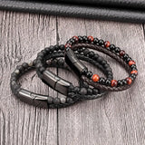 Natural Stone Leather Bracelet Tiger Eye Bead
