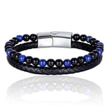 Natural Stone Leather Bracelet Tiger Eye Bead