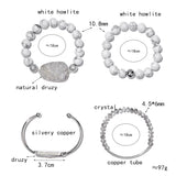 Natural Stone Bracelets Set Quartz Druzy Howlte Agates Cut Crystal Bead Bangles