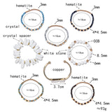 Natural Stone Bracelets Set Quartz Druzy Howlte Agates Cut Crystal Bead Bangles