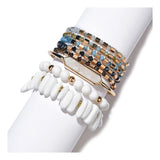 Natural Stone Bracelets Set Quartz Druzy Howlte Agates Cut Crystal Bead Bangles