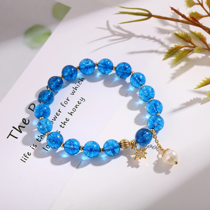 Natural Stone Bracelet with Star Charms for Women